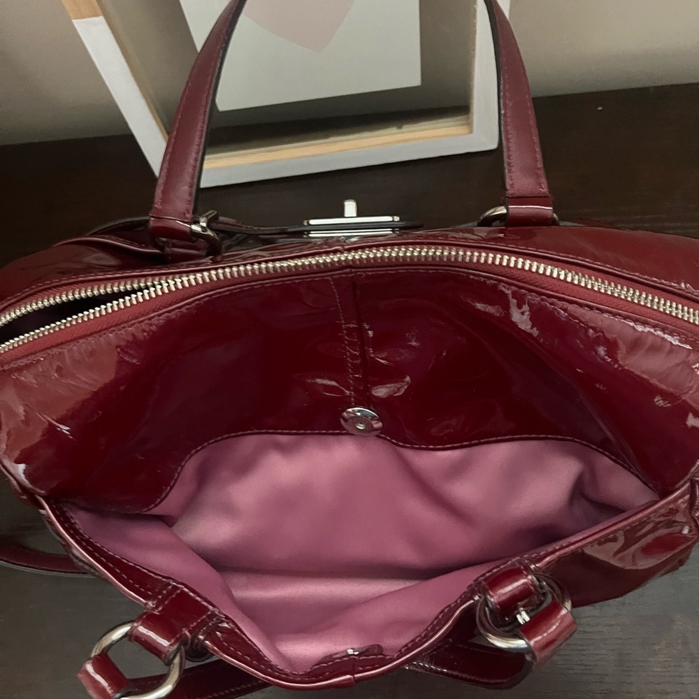 Coach Burgundy Chelsea Patent Leather Satchel Crossbody Handbag - Picture 4 of 8
